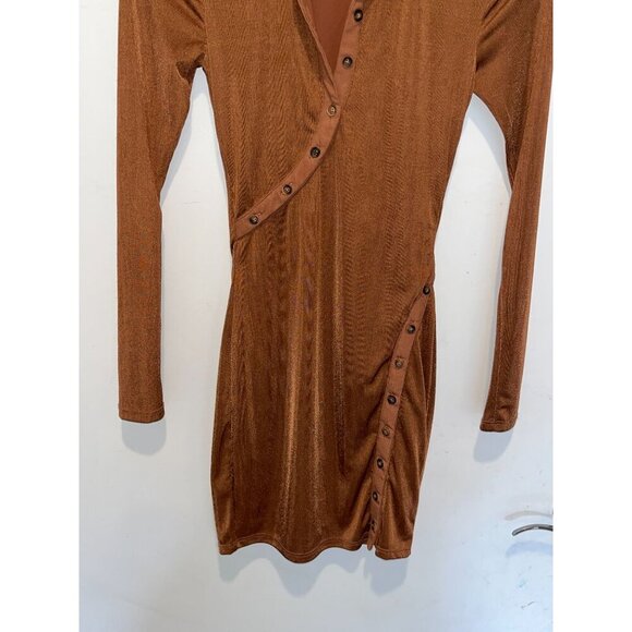 Camila Coelho Cera Button-Down Long Sleeves  Womens Mini  Dress Size XS - Chesnu - Picture 4 of 9
